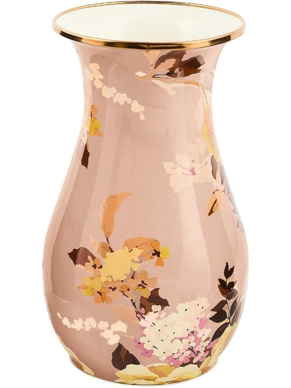 Mackenzie-Childs Tall Enamel Vase Rose Mauve Check Farmhouse Home Decor Accent